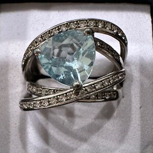 Elegant Silver and Blue Gemstone Ring